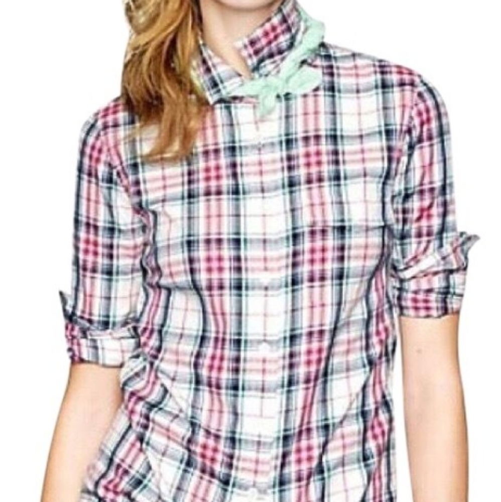 J. Crew Plaid Button Down Shirt - Red, Blue, White